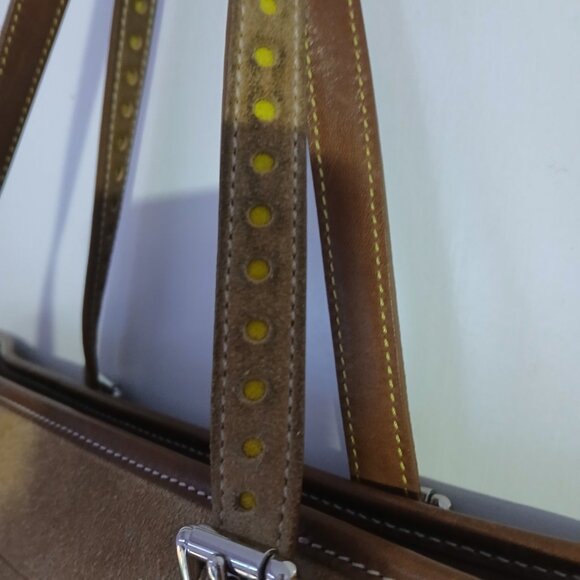 Vintage Coach Hampton Gallery Tote Bag Tan Suede Brown Leather - Picture 4 of 13